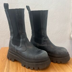 ALOHAS All rounder Black Leather Platform Boots Women’s 37 • 6.5